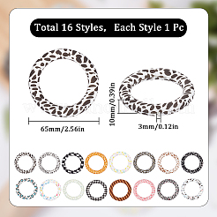 16個16色シリコンビーズ  リング  ミックスカラー  65x10mm  穴：3mm  1pc /カラー&nbsp;SIL-SC0001-78