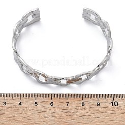 女性用304ステンレススチール中空カフバングル  ステンレス鋼色  内径：2-3/8x1-7/8インチ（6.1x4.8cm）&nbsp;BJEW-B108-05G