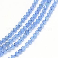 天然のブルーカルセドニービーズ連売り  多面カット  染め  ラウンド  2mm  穴：0.5mm  約170~180個/連  12.9インチ〜13.3インチ（330~340mm）&nbsp;G-G914-2mm-16