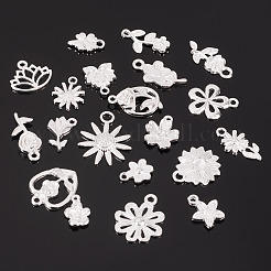 合金ペンダントセット  混合花  銀  12~23x8~18x1.3~4.5mm  穴：1~2.5mm  17 G /セッティング&nbsp;FIND-TAC0035-32