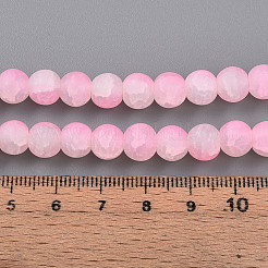 クラックガラスビーズ連売り  ラウンド  ツートン  艶消し  パールピンク  8~8.5x7~7.5mm  穴：1.4mm  約105~107個/連  29.92~30.71インチ（76~78cm）&nbsp;GLAA-N009-8mm-02
