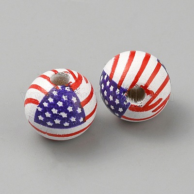 ウッドビーズ  ラウンド  レッド  16x15mm  穴：4mm&nbsp;WOOD-WH0034-43-1