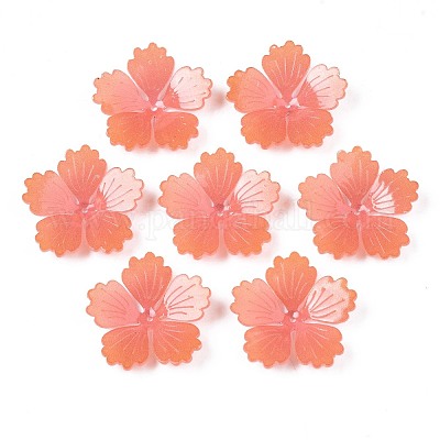 プラスチックビーズ  花  サンゴ  25x26x4mm  穴：1.2mm&nbsp;KY-N015-67-1