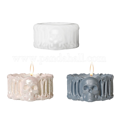 シリコンモールド  スカル  ホワイト  84x75x38.5mm&nbsp;SIL-D301-02-1