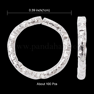 アイアン製フレームコネクター  テクスチャ  丸いリング  溶接されていない  銀色のメッキ  10mm&nbsp;IFIN-YW0001-89S-1