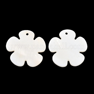 シェルペンダント  花  ホワイト  直径約30mm  穴：1mm&nbsp;X-PBB180Y-1