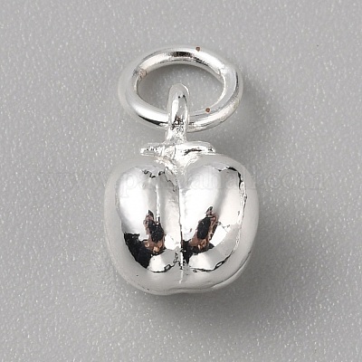 真鍮製チャーム  丸カン付き  銀  トマト  11x7.5x7mm  穴：4mm&nbsp;LS-FIND-WH0159-63S-23-1