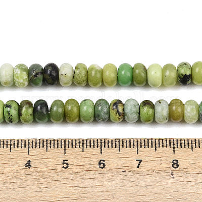 天然石蛇紋岩ビーズ連売り ロンデル 6.5x4.5mm 穴：0.9mm 約86個/連