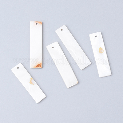 淡水シェルペンダント  長方形  ホワイト  35.5~39x10~10.5x2mm  穴：1.5mm&nbsp;LS-SHEL-S249-15-1