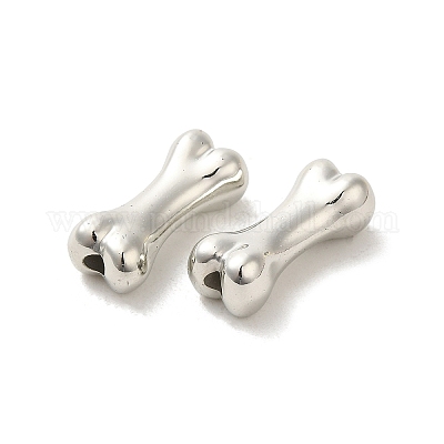 CCBプラスチックビーズ  骨  プラチナ  19.5x8.5x6.5mm  穴：2mm  約892個/500g&nbsp;CCB-P014-03P-1