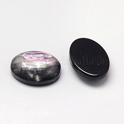 樹脂カボション  模造シェル  オーバル  ブラック  25x18x5mm&nbsp;CRES-J038-19x25mm-02-1