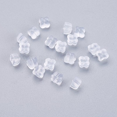 シリコン製ピアスキャッチ  ピアスバックキャッチ  透明  5x5x3.5mm  穴：0.6mm  約500個/袋&nbsp;X-KY-P012-01-1