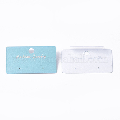 プラスチックディスプレイカード  ピアスに使用  長方形  空色  3.1x5.2x0.7~0.8cm  穴：6mm&nbsp;CDIS-S027-19D-1