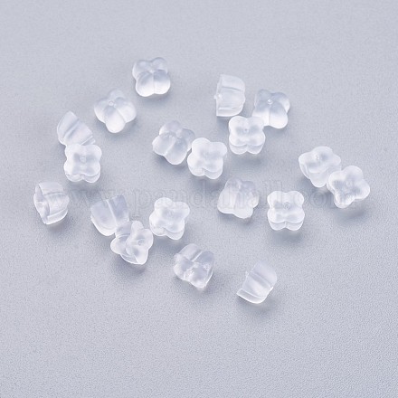シリコン製ピアスキャッチ  ピアスバックキャッチ  透明  5x5x3.5mm  穴：0.6mm  約500個/袋&nbsp;X-KY-P012-01-1