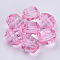 Transparent Acrylic Beads, Faceted, Round, Pink, 6x5.5mm, Hole: 1.3mm, about 4500pcs/500g