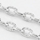 アイアン製アズキチェーン  テクスチャ  溶接されていない  ニッケルフリー  オーバル  プラチナカラー  4x3x1mm&nbsp;X-CHT104Y-NF-2