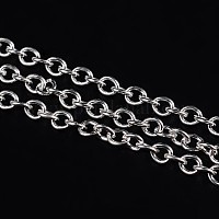 アイアン製アズキチェーン  溶接されていない  スプールで  オーバル  銀色のメッキ  4x3x0.7mm  約328.08フィート（100m）/ロール&nbsp;CHT002Y-S