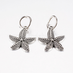 合金のチベット風チャーム  ヒトデ/海星  アンティークシルバー  22.5x19x3mm  穴：7.5mm