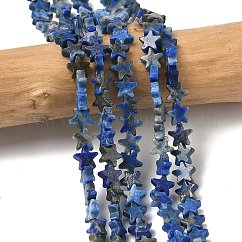 天然石ラピスラズリビーズ連売り  スター  6x6x2mm  穴：0.7mm  約72個/連  14.96''（38センチメートル）