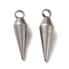 変色しない201ステンレススチールペンダント  コーンチャーム  ステンレス鋼色  18x5mm  穴：2.2mm