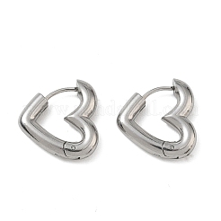 304ステンレススチールフープピアス  ハート  ステンレス鋼色  19x19x4mm&nbsp;SA-CBA46AF-26P-01