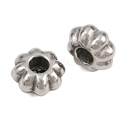 201ステンレススチールスペーサービーズ  カボチャ  ステンレス鋼色  8x4mm  穴：2.5mm&nbsp;SA-CBA9448-05A-P