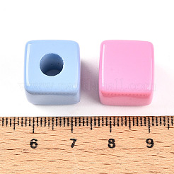 オペークアクリルヨーロピアンビーズ  キューブ  大穴ビーズ  ミックスカラー  14x14x14mm  穴：6mm&nbsp;OACR-I015-61