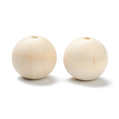 天然な未完成の木製ビーズ  丸い木製のゆるいビーズ  小麦  29.5x27.5mm  穴：6mm&nbsp;WOOD-XCP0001-19I