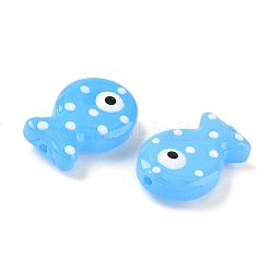 焼き絵の具、ガラス、エナメル、ビーズ  魚  ディープスカイブルー  19.5x12.5x6~6.5mm  穴：1.2~1.4mm&nbsp;LAMP-D303-04J