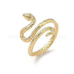 真鍮製カフリング  ヘビ  カドミウムフリー＆鉛フリー  ラックめっき  長持ちメッキ  18KGP本金メッキ  18mm  usサイズ7 3/4(17.9mm)&nbsp;RJEW-Z101-03G