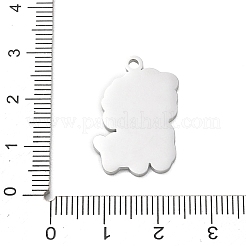 304ステンレスペンダント  犬のチャーム  艶出し  ステンレス鋼色  25x19x1.5mm  穴：1.9mm&nbsp;SA-CBAE115-08P
