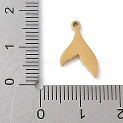 304ステンレススチールエナメルペンダント  魚尾  ラインストーン付き  18KGP本金メッキ  15.5x9.5x1.5mm  穴：1.3mm&nbsp;LS-STAS-K312-03G