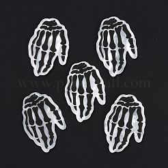 アクリルパーツ  ハロウィン用  スケルトンの手  ブラック  43x29x2mm  穴：1.5mm&nbsp;LS-MACR-M020-03