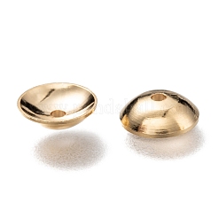 真鍮ビーズキャップ  カドミウムフリー＆鉛フリー  長持ちメッキ  花弁のない  24KGP本金メッキ  7x2mm  穴：1.2mm&nbsp;KK-H759-37C-G