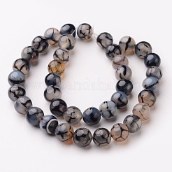 天然石ドラゴンアゲート瑪瑙ビーズ連売り  ラウンド  染め＆加熱  6mm  穴：1mm  約61個/連  13.8~14インチ&nbsp;G-D845-03-6mm