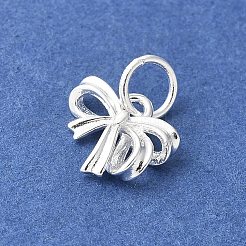 スターリングシルバーの蝶結びチャーム925個  丸カン付き  銀  8x9.5x2.5mm  穴：3.5mm&nbsp;STER-R012-04S