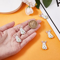 5個ラックメッキ真鍮マイクロパヴェキュービックジルコニアペンダント  エナメルと丸カン付き  兎  カドミウムフリー＆ニッケルフリー＆鉛フリー  18KGP本金メッキ  25x13x5mm  丸カン：5x0.7ミリ  穴：3.2mm&nbsp;ZIRC-SZ0004-55