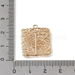 真鍮チャーム  透かし細工の四角いチャーム  18KGP本金メッキ  22.5x19.5~20x1.5~2mm  穴：1.6mm&nbsp;KK-H293-06A-G