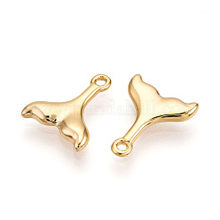 真鍮製チャーム  魚尾  鉛フリー＆ニッケルフリー＆カドミウムフリー  18KGP本金メッキ  12x10x2mm  穴：0.9mm&nbsp;KK-N261-75G