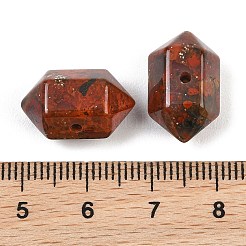 天然brecciated碧玉ビーズ  多面カット  六角形の両端が尖った弾丸ビーズ  17~18x9~11x9~11mm  穴：1.5mm&nbsp;GG-CBA3EE1-06B