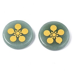 天然石グリーンアベンチュリンカボション  花柄とフラットラウンド  25x5mm  約6個/袋&nbsp;G-S375-006A