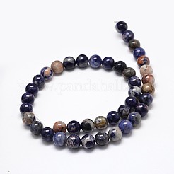天然石ソーダライトラウンドビーズ連売り  8mm  穴：1mm  約48個/連  15.5インチ&nbsp;G-P075-01-8mm