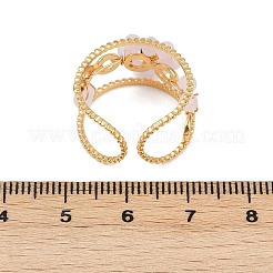 304ステンレススチール製カフリング、ガラスクリスタル付き  花  女性のための  ゴールドカラー  11.5mm  内径：17mm&nbsp;RJEW-V010-04G