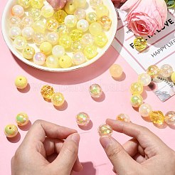 不透明＆透明アクリルビーズ100個  ラウンド  きいろ  15~16mm  穴：2mm&nbsp;MACR-CJ0002-09A