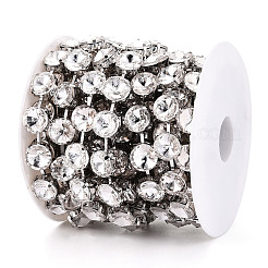 鉄ラインストーンカップチェーン  スプールで  フラットラウンド  プラチナ  クリスタル  12x8mm  約14.99フィート（4.57m）/ロール&nbsp;CH-T006-11A
