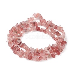 天然なイチゴクォーツチップビーズ連売り  5~8x5~8mm  穴：1mm  約31.5インチ&nbsp;G-M205-56
