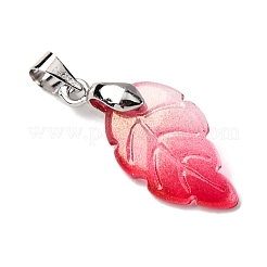 クリアガラスペンダント  葉  プラチナ  20~24.5x10~10.5x2.5~3.5mm  穴：4.5x3.5mm&nbsp;PALLOY-JF04419-02