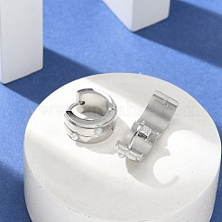 女性用304ステンレスフープピアス  プラスチック製の模造真珠と316サージカルステンレススチール製の耳ピン付き  リング  ステンレス鋼色  14x7mm&nbsp;EJEW-C096-64P