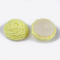 手漉き紙織カボション  ABS樹脂で覆われて  花とハーフラウンド  きいろ  15~16x7.5~8mm&nbsp;WOVE-T008-01D
