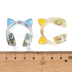 UVメッキ透明アクリルエナメルビーズ  虹色の  猫耳ヘッドホン  ミックスカラー  31x30x15mm  穴：2.5mm&nbsp;AC-CBAD9B6-09